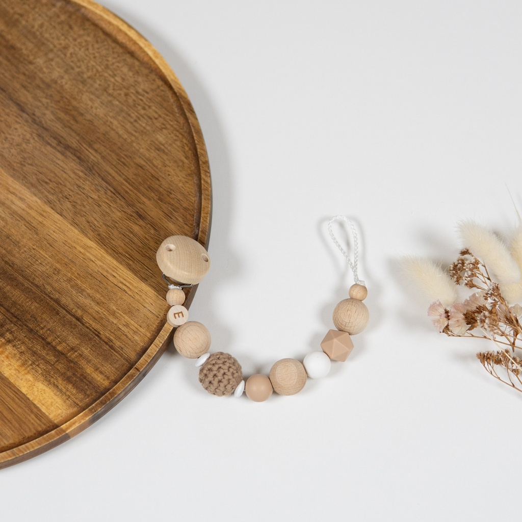 Silikon Schnullerkette "Naturkind" mit Buchstaben