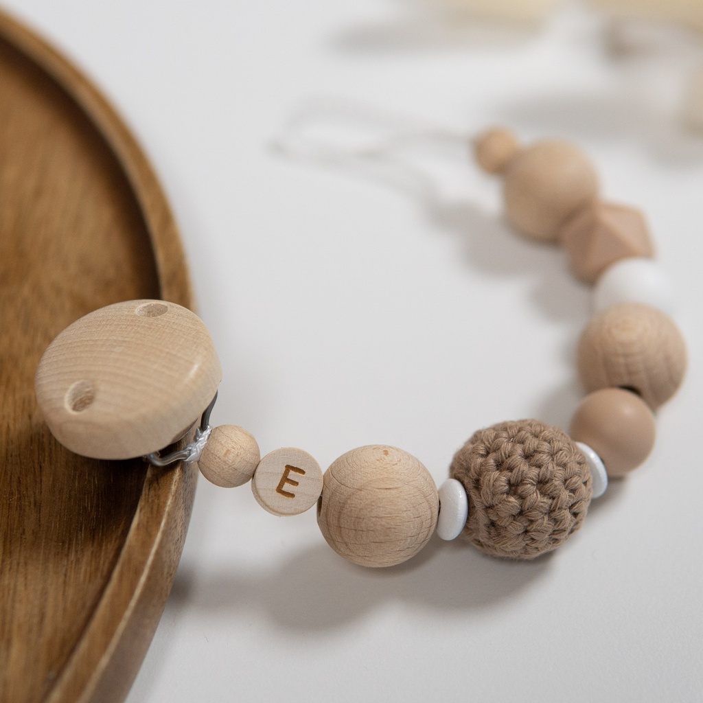 Silikon Schnullerkette "Naturkind" mit Buchstaben