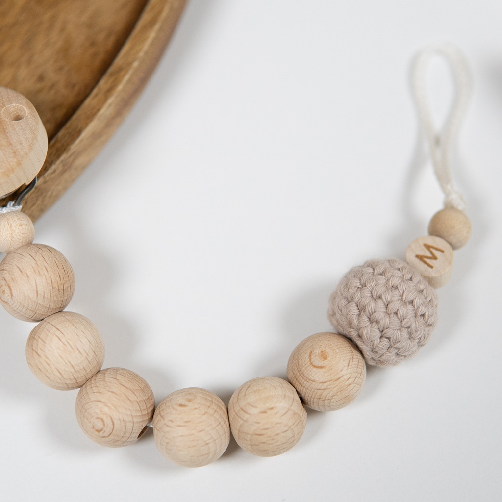 Schnullerkette "Rohperle" mit Buchstaben