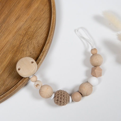 Schnullerkette "Naturkind" mit Buchstaben