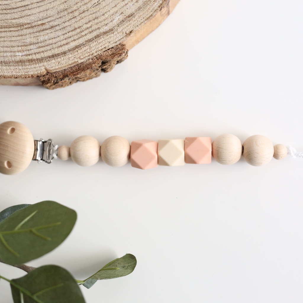 Silikon Schnullerkette "Orange" mit Perlen