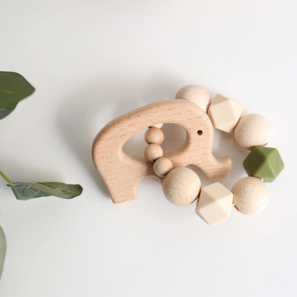 Baby Greifling "Elefant" mit Holzfigur