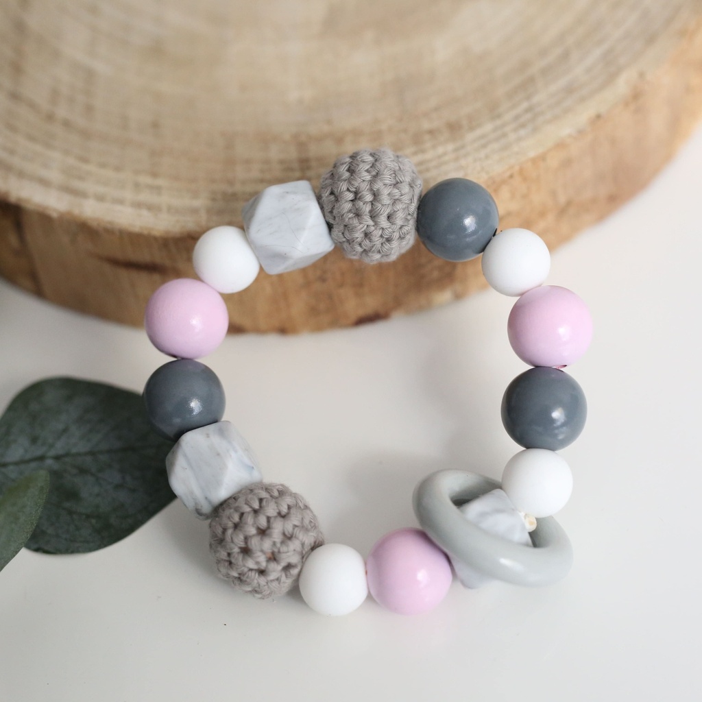 Baby Greifling Marmor Rosa mit Miniring