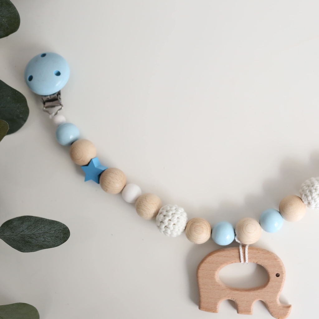 Kinderwagenkette Holz "Elefant" mit Sternen