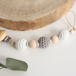 Schnullerkette "Natur" mit Häkelperlen