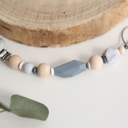 Silikon Schnullerkette "Steingrau" mit Perlen