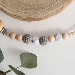 Schnullerkette "Marmor" mit Häkelperlen