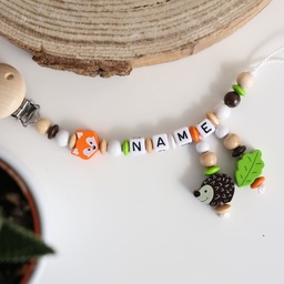 Schnullerkette mit Namen "Waldtiere"