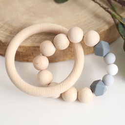 Holz Greifling Natur mit Hexagonperlen