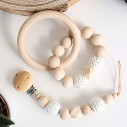 Baby Geschenkset Natur mit Häkelperlen