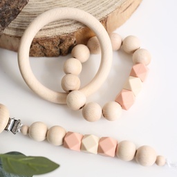 Baby Geschenkset Orange mit Silikonperlen