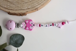Schnullerkette mit Namen "Fuchsmädchen" Pink