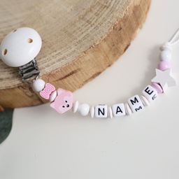 Schnullerkette mit Namen "Kleines Fuchsmädchen" Rosa